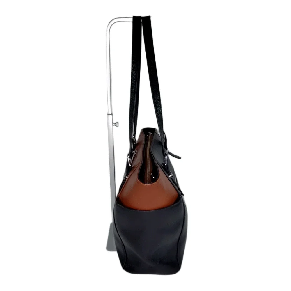 Over Earth Large Leather Tote/Shoulder Handbag/Crossbody-Black/Brown Gently Used